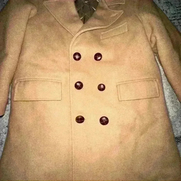 Vintage IMP ORIGINALS INC. 70/80’s Boys Wool Tan Double Breasted Over Coat 7 - Picture 2 of 6